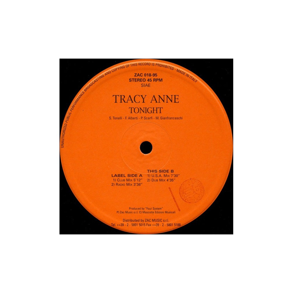 Tracy Anne – Tonight (COPIA IMPORT.JOYAAAAAA¡¡)