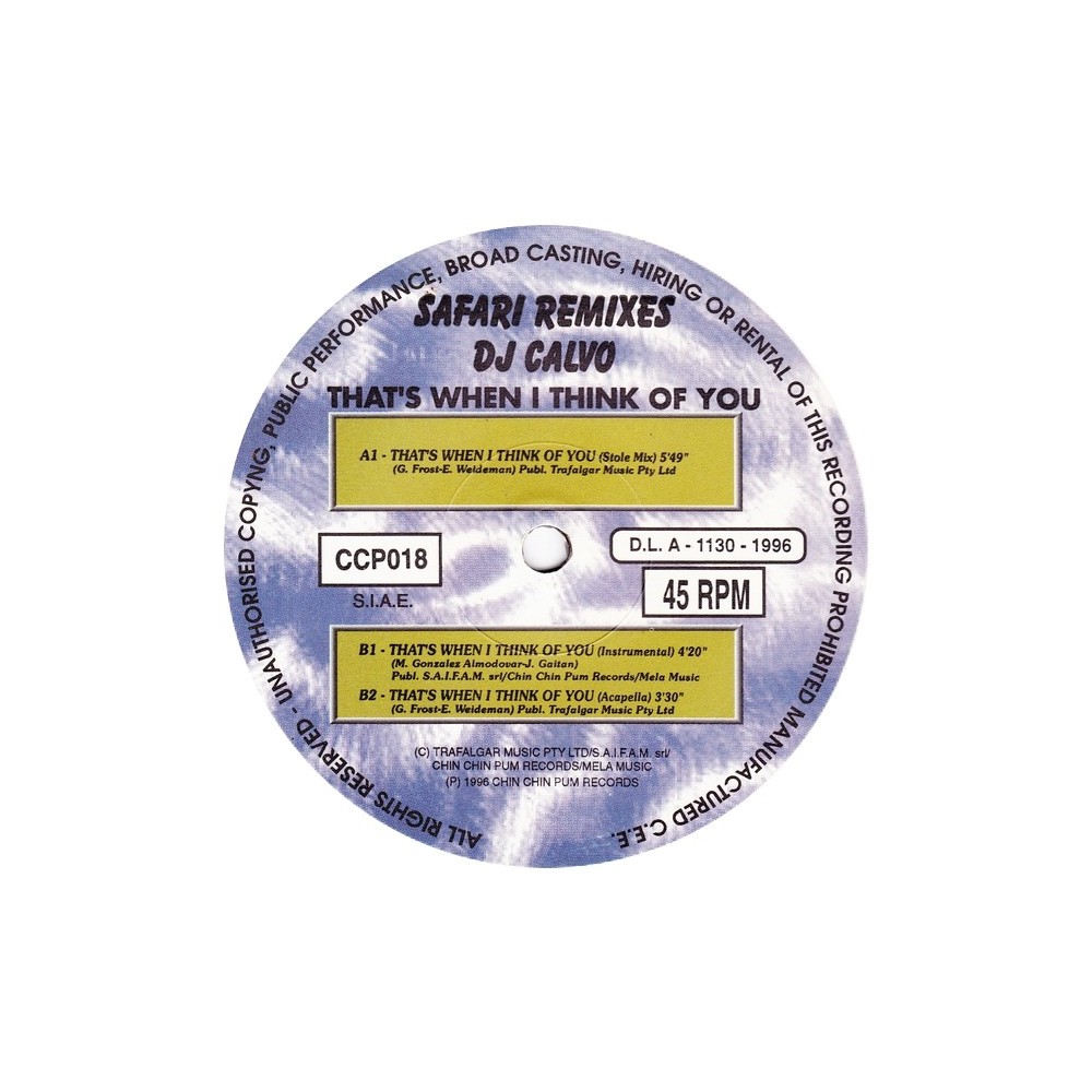 Safari - That's When I Think Of You (2 MANO,PELOTAZO 90'S.REEDICION CHINCHINPUM)