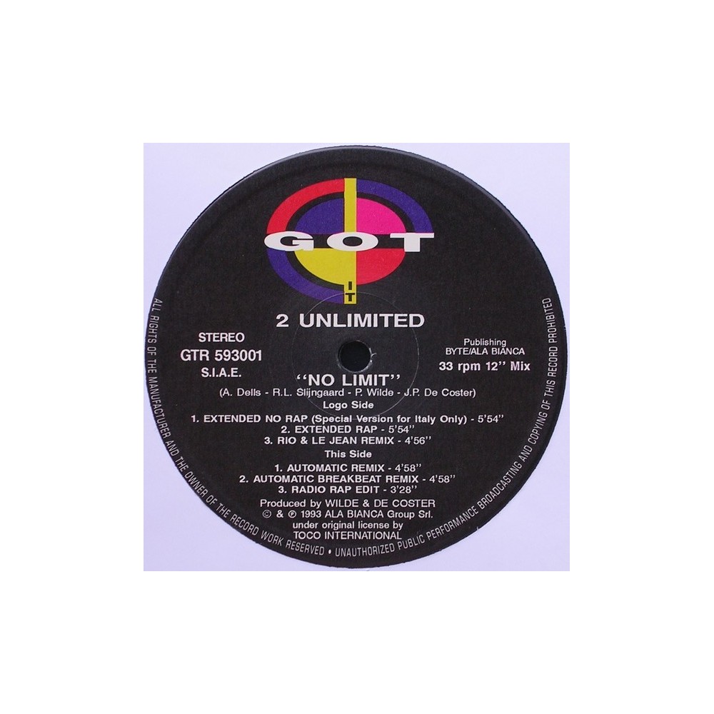 2 Unlimited ‎– No Limit 