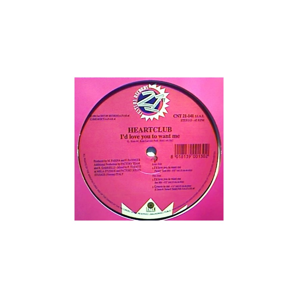 Heartclub ‎– I'd Love You To Want Me (IMPORT)