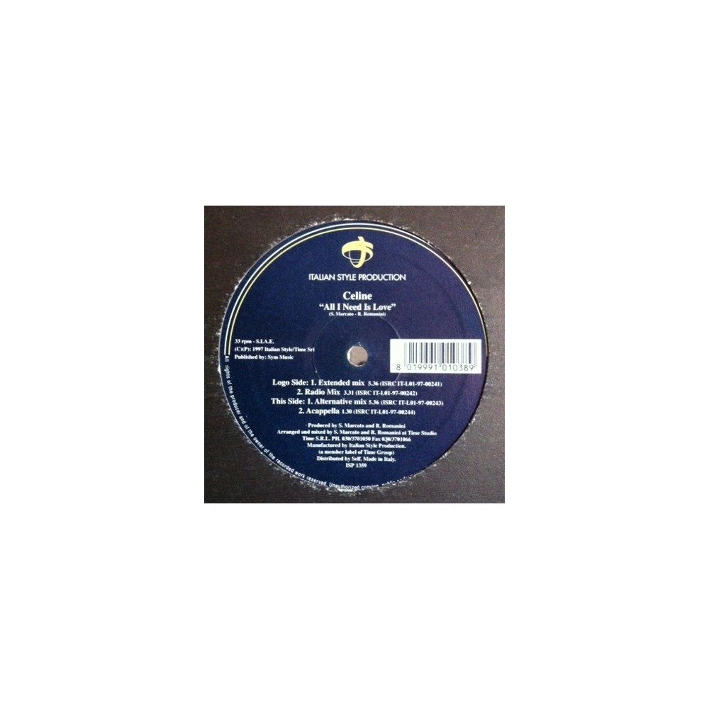 Celine  ‎– All I Need Is Love (TEMAZO¡¡)