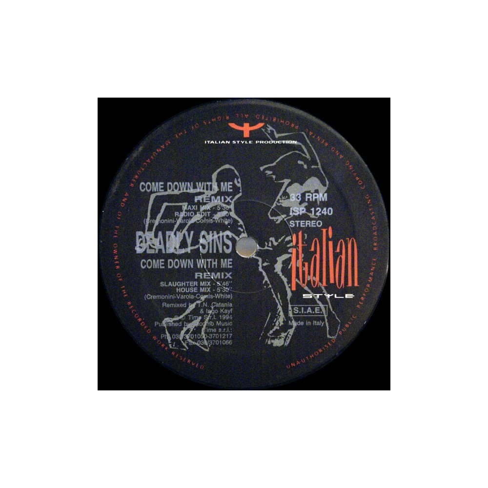 Deadly Sins ‎– Come Down With Me (Remixes) 