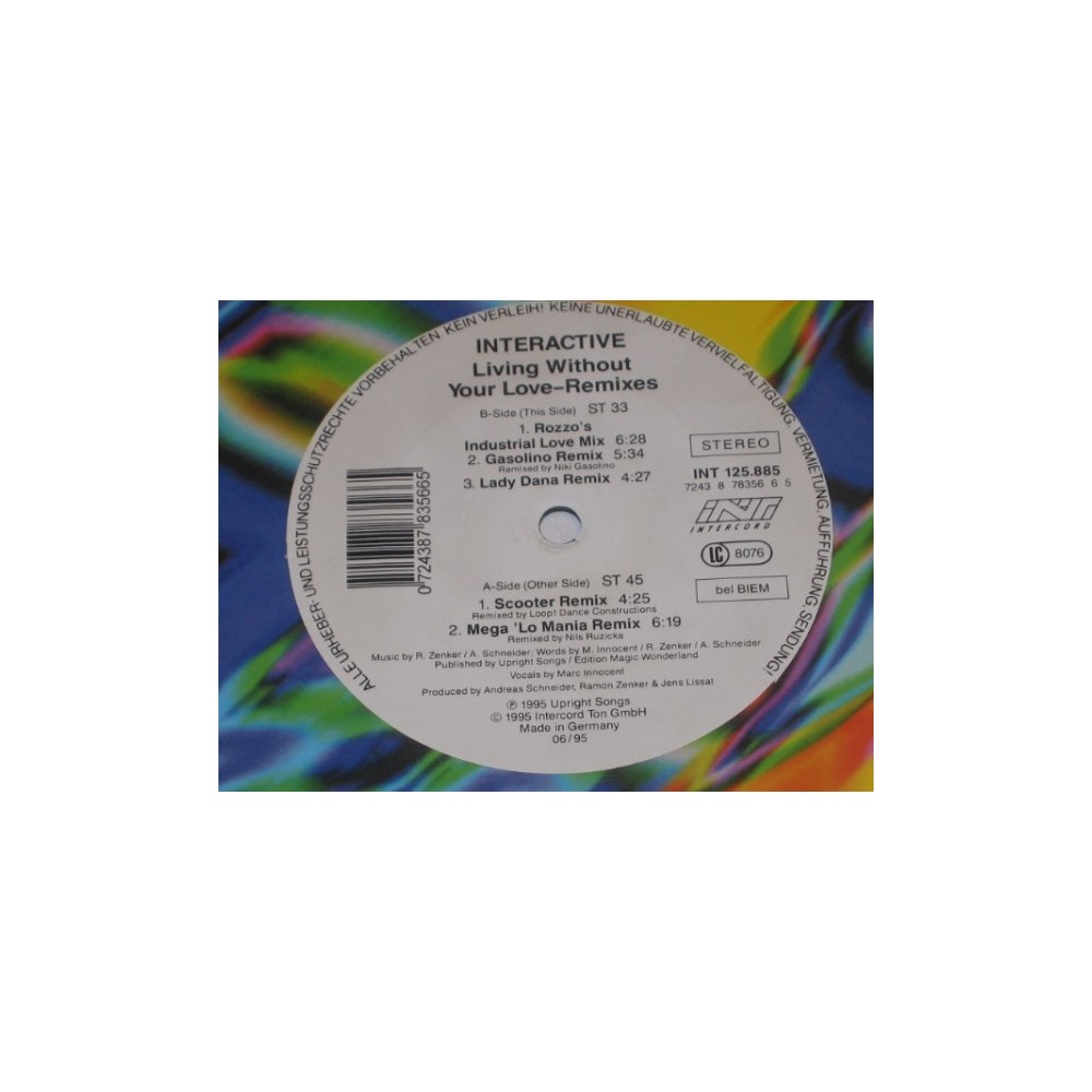 Interactive ‎– Living Without Your Love (Remixes)