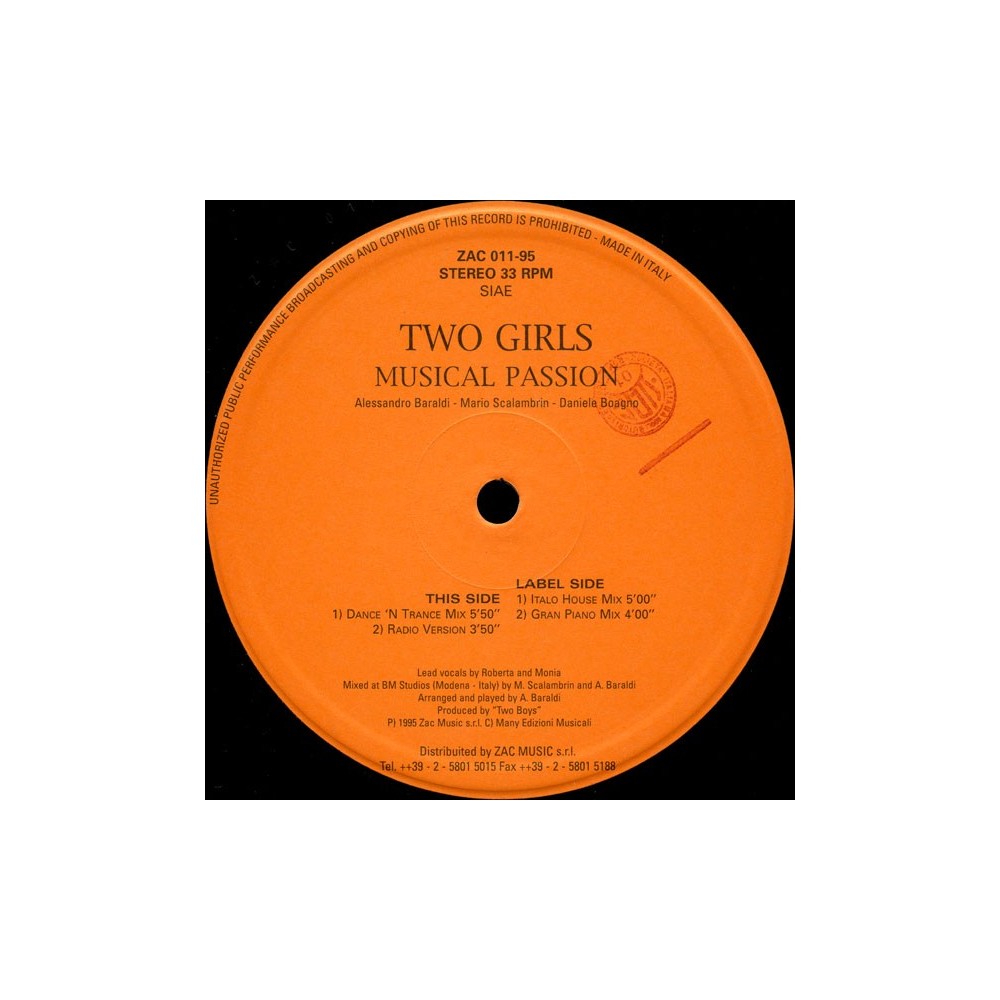 Two Girls  ‎– Musical Passion (JOYA¡)