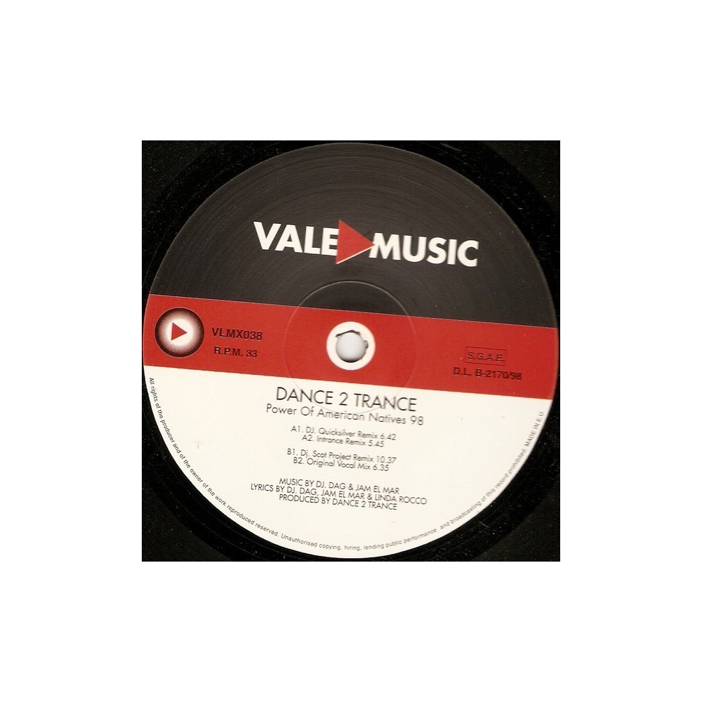 Dance 2 Trance ‎– Power Of American Natives 98 