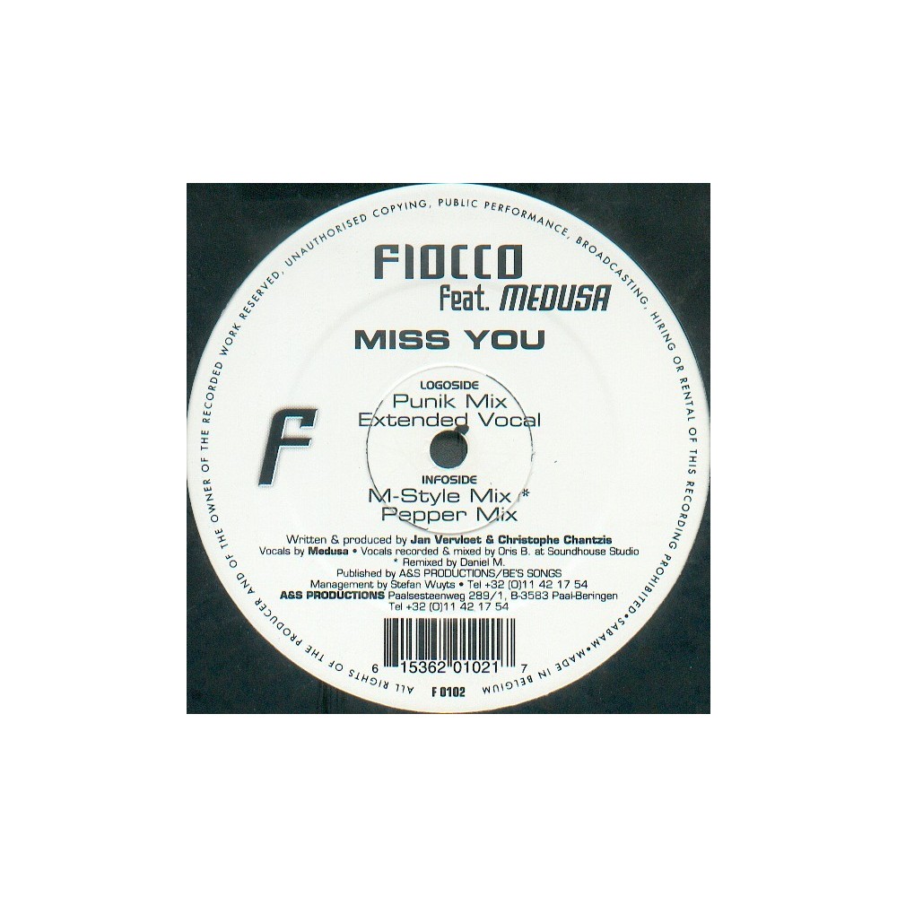 Fiocco Feat. Medusa  ‎– Miss You 