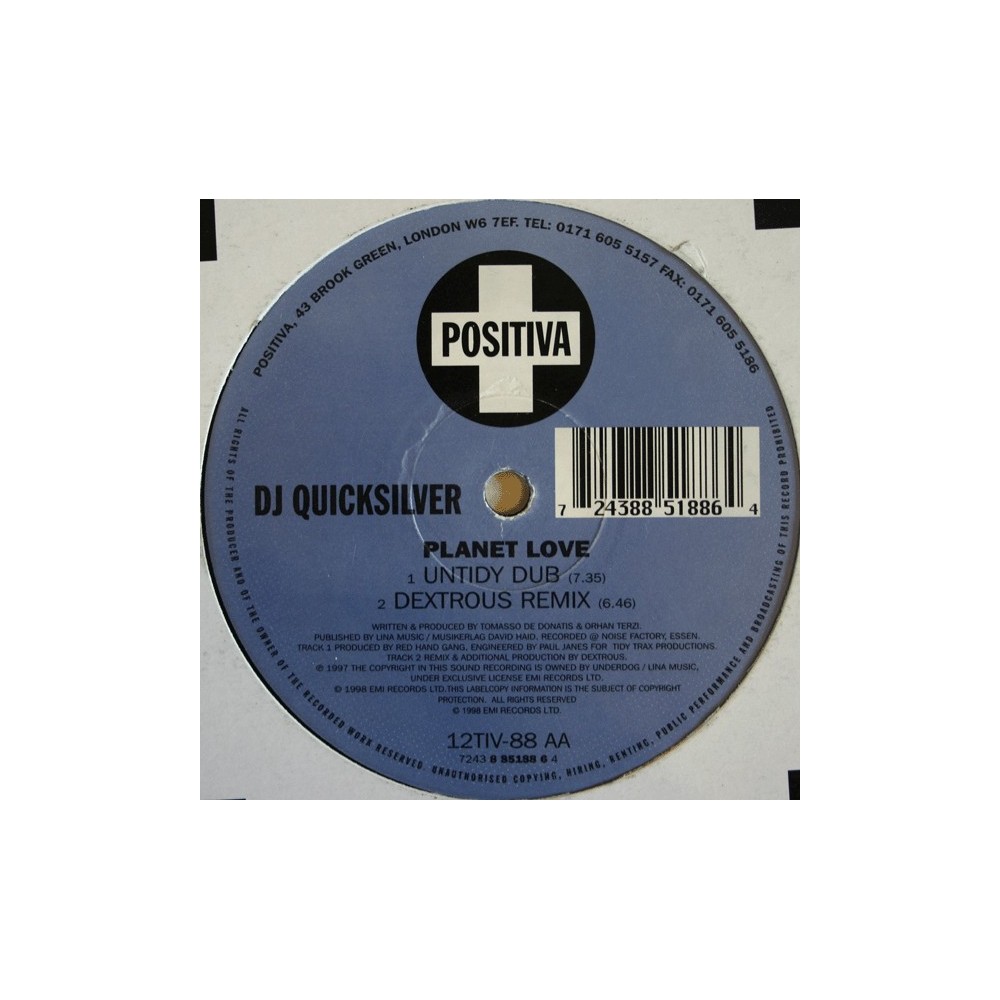 DJ Quicksilver - Planet Love (MELODIA REMEMBER 98'¡¡ INCLUYE REMIX HARDHOUSE UNTIDY¡¡)