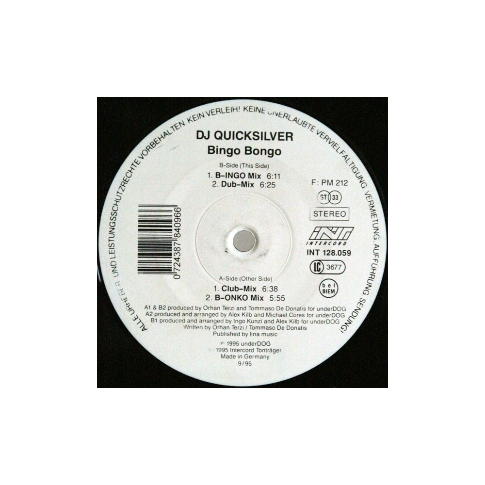 DJ Quicksilver ‎– Bingo Bongo 