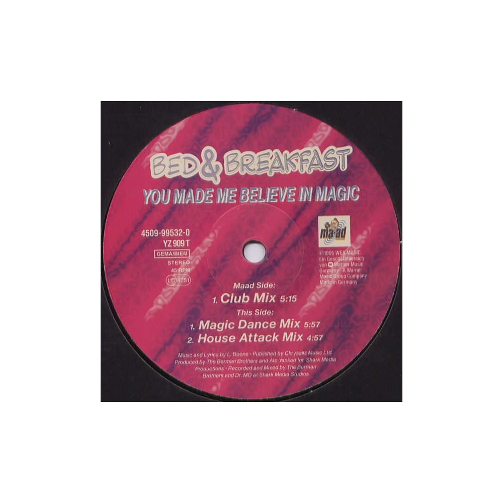  Bed & Breakfast ‎– You Made Me Believe In Magic 