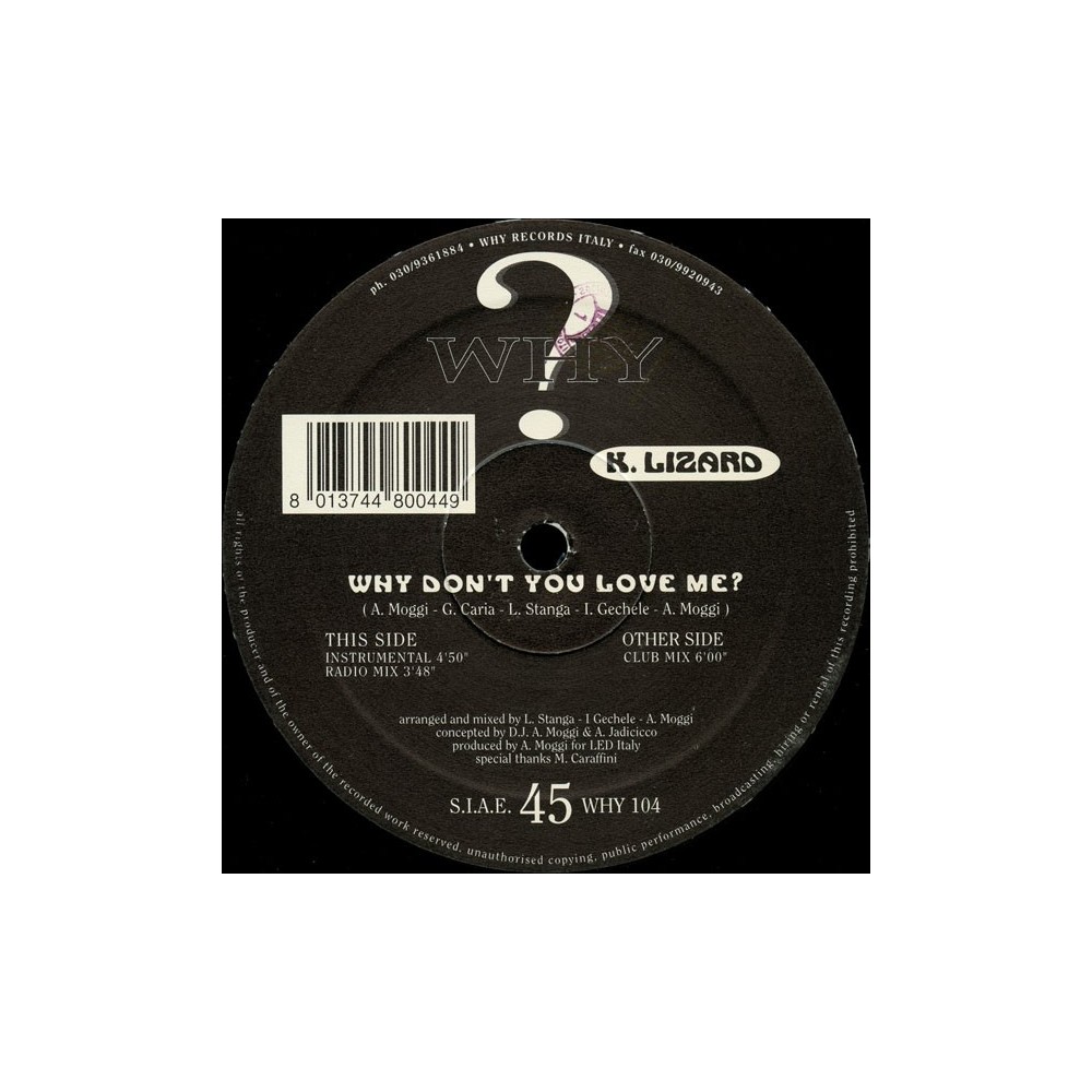 K. Lizard ‎– Why Don't You Love Me (IMPORT)