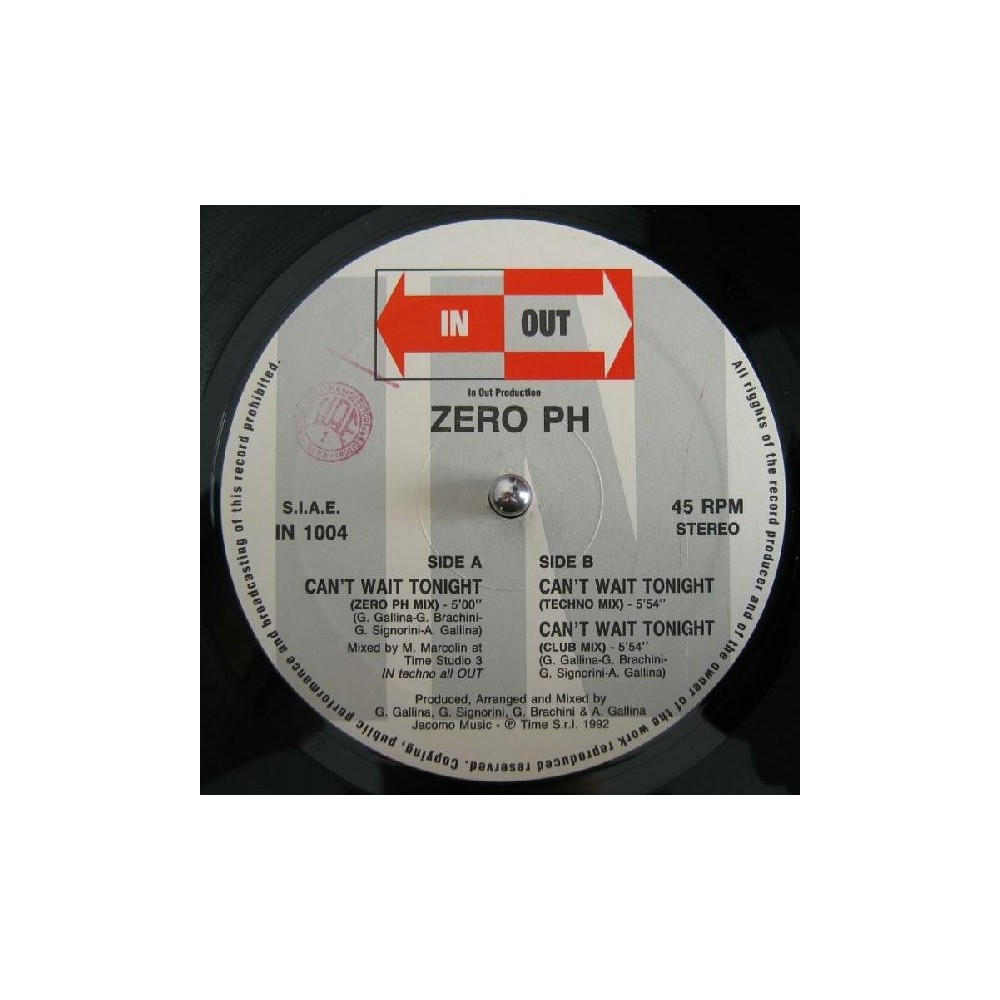 Zero PH ‎– Can't Wait Tonight 