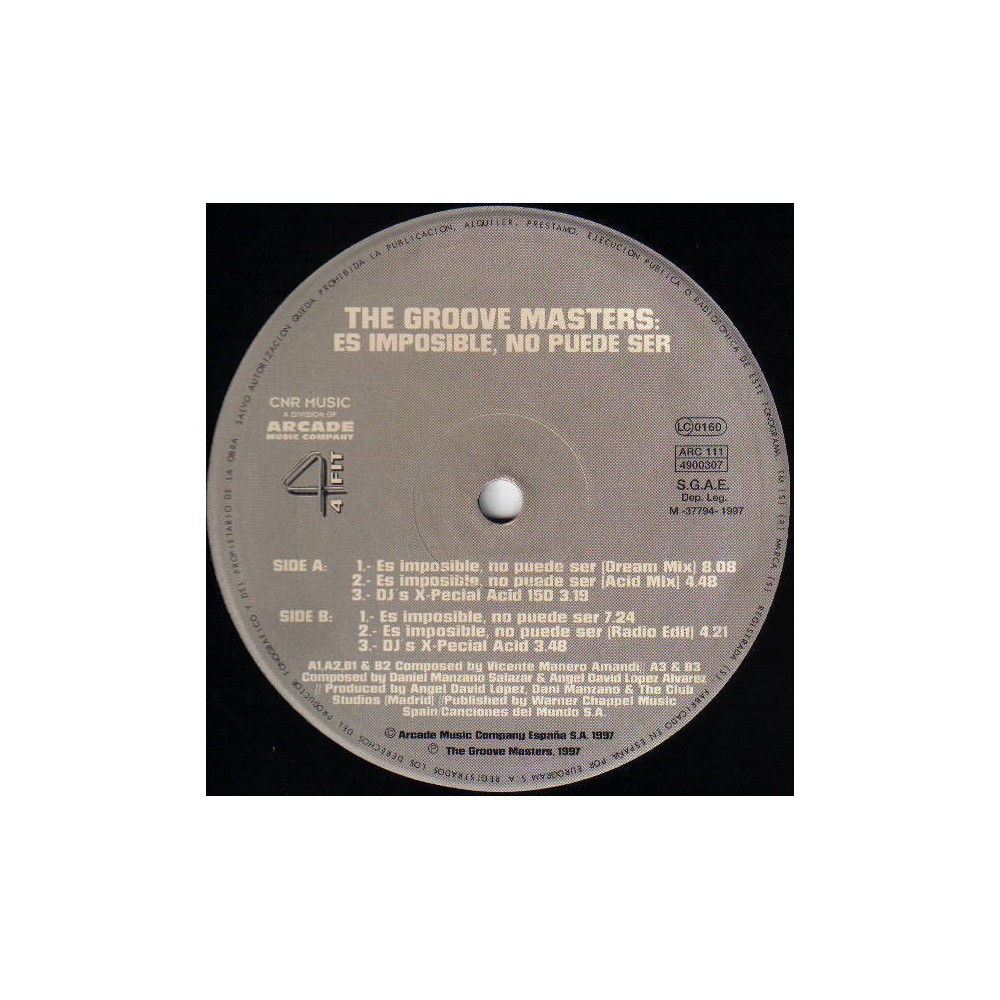 The Groove Masters ‎– Es Imposible, No Puede Ser 