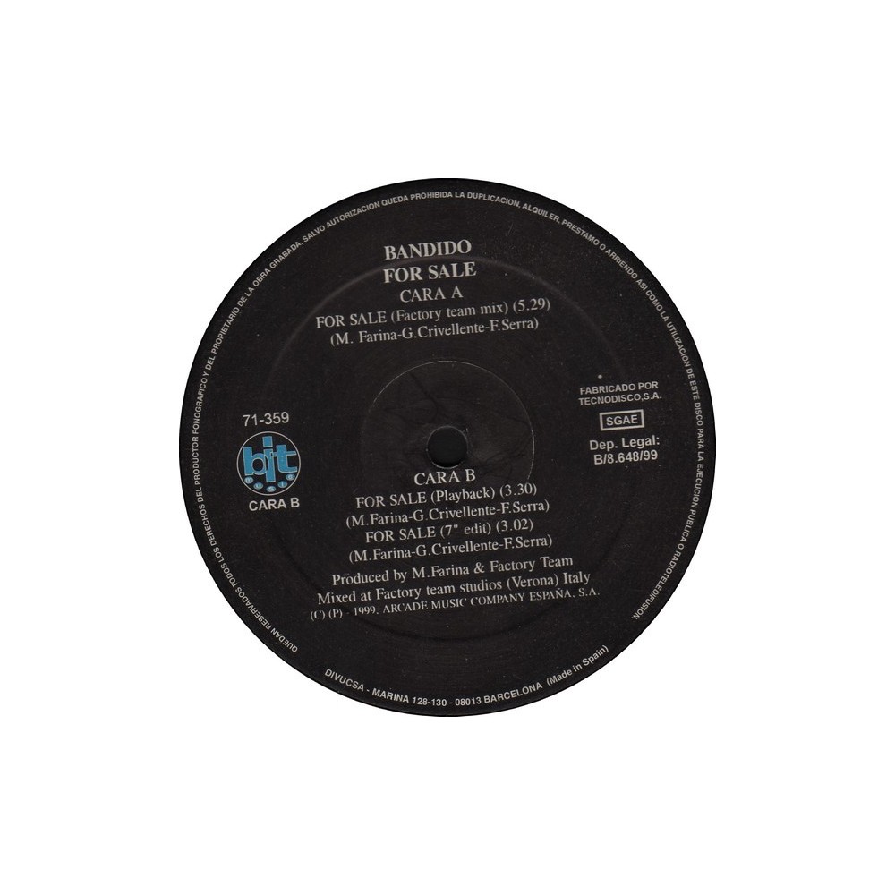 Bandido - For Sale(TEMAZO¡¡ DISCO NUEVO CON PORTADA ORIGNAL¡¡)