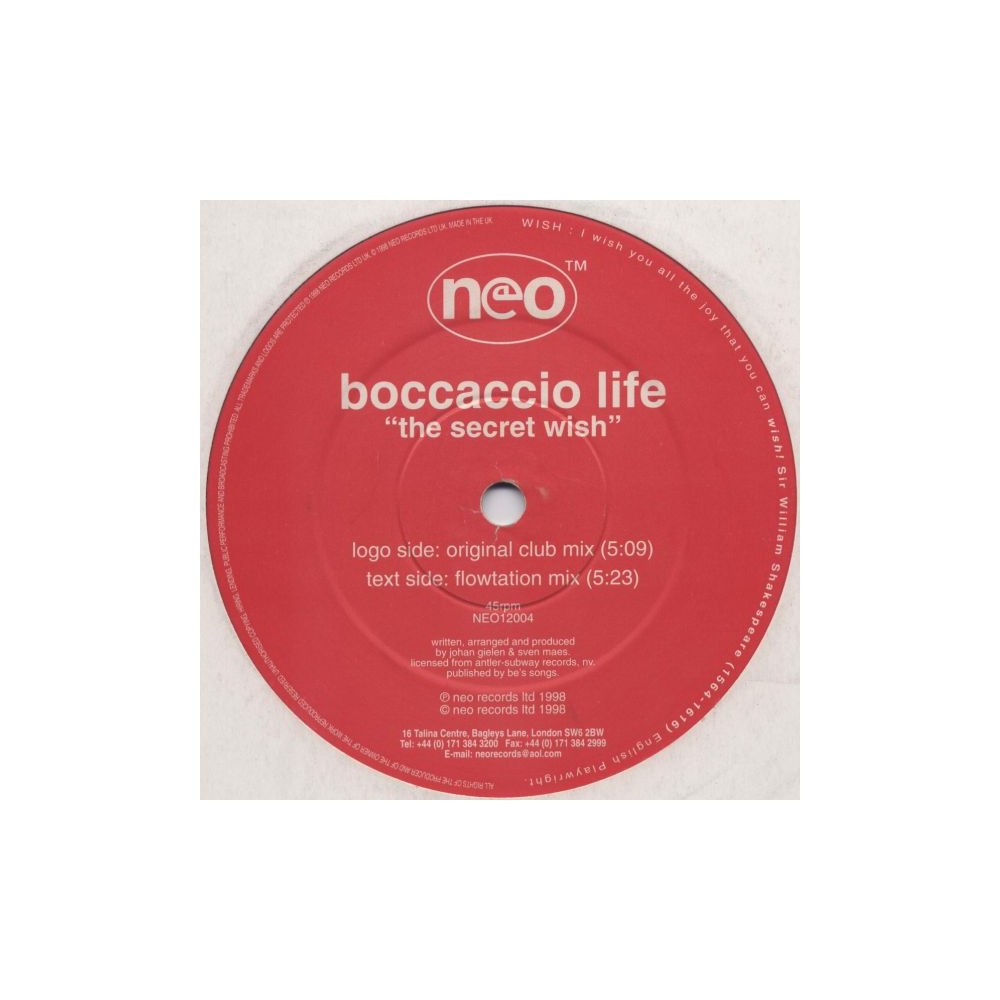Boccaccio Life ‎– The Secret Wish (Neo Records)