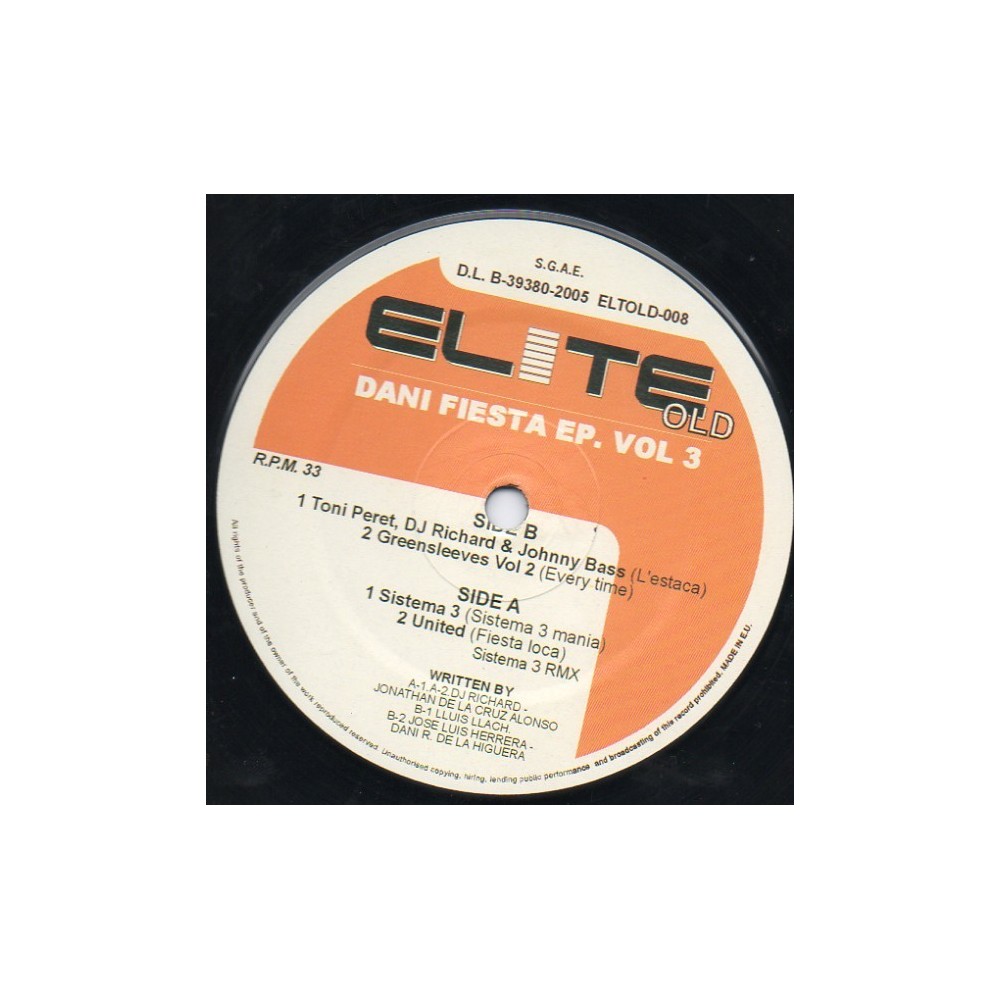 Sistema 3 / Dani Fiesta - EP Vol. 3(MELODIAS REMEMBER BUENISIMAS¡¡)