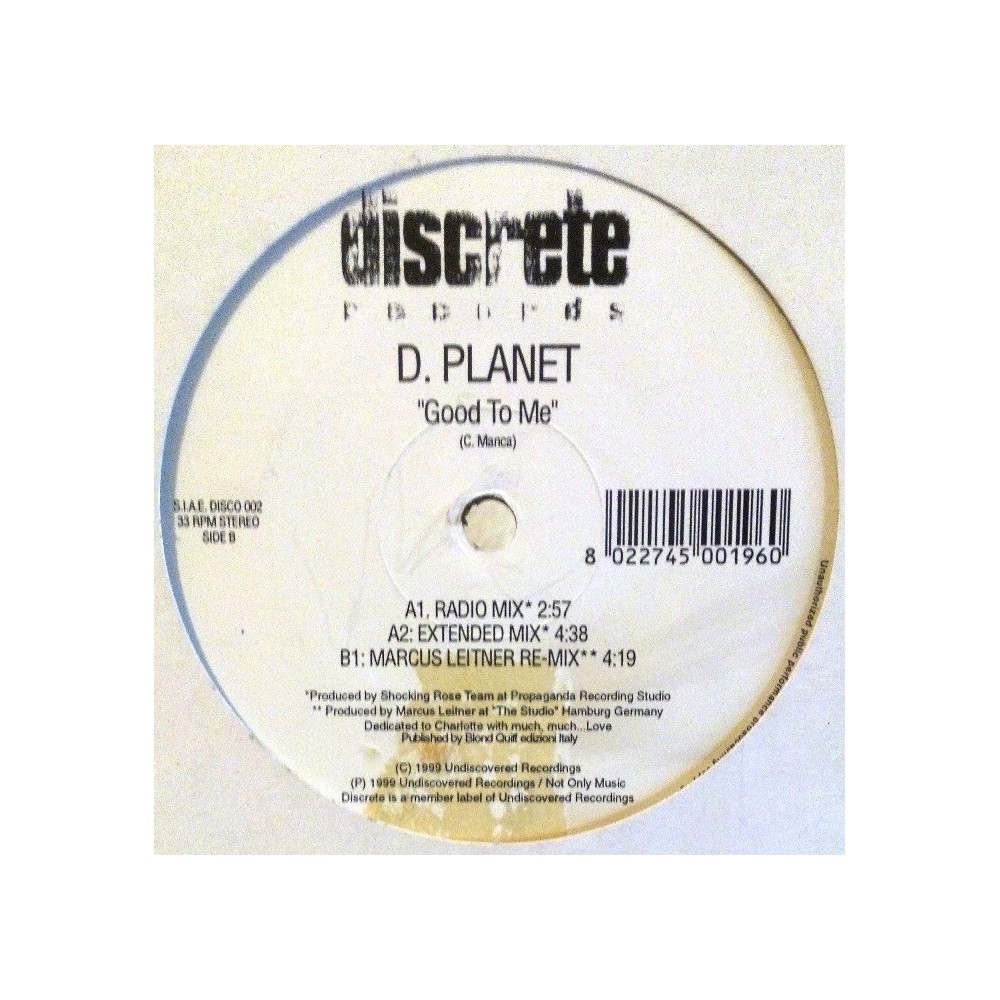 D. Planet ‎– Good To Me 