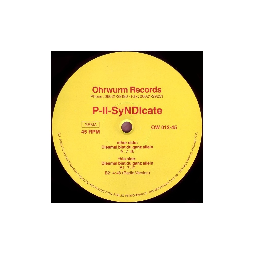 P II Syndicate  ‎– Diesmal Bist Du Ganz Allein 