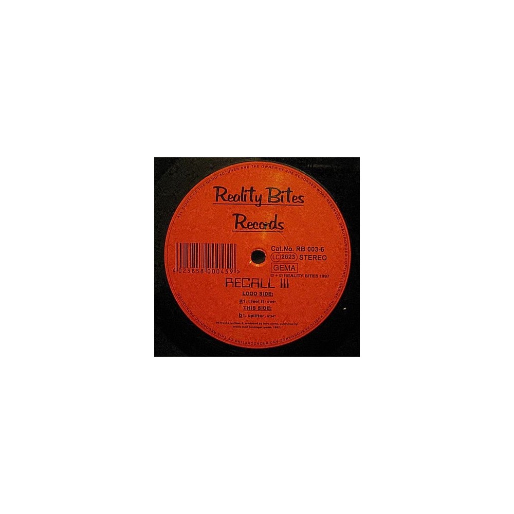 Recall III ‎– I Feel It / Uplifter 