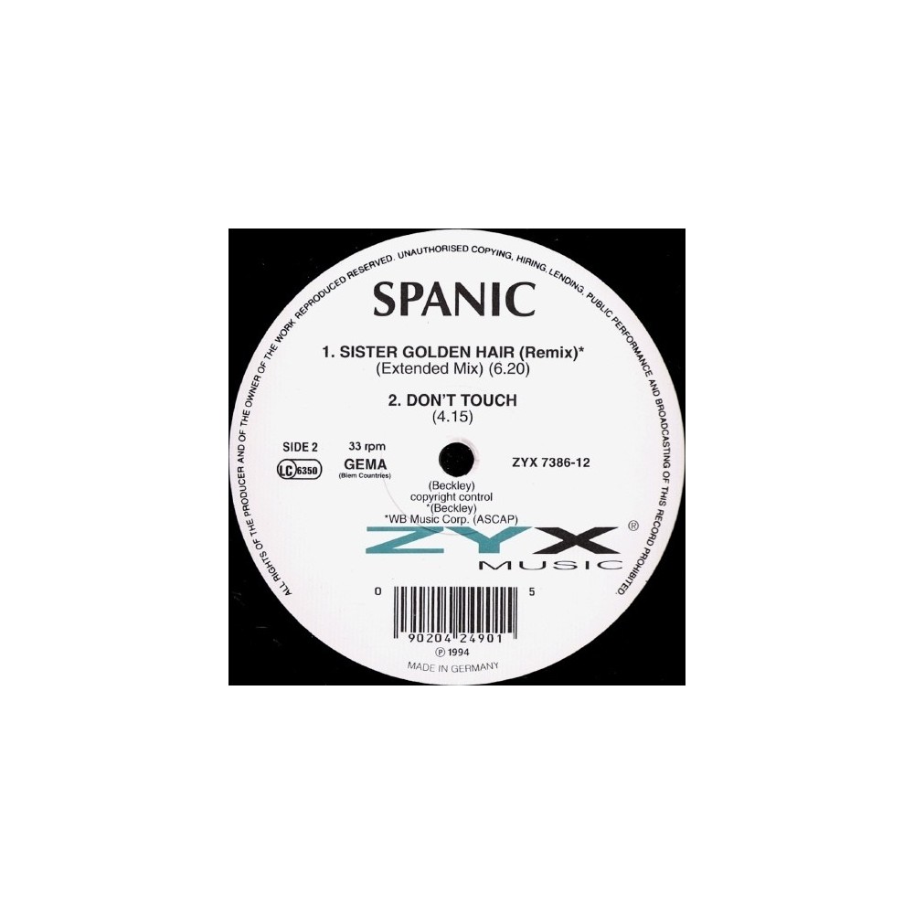 Spanic ‎– Sister Golden Hair (ZYX Records) 