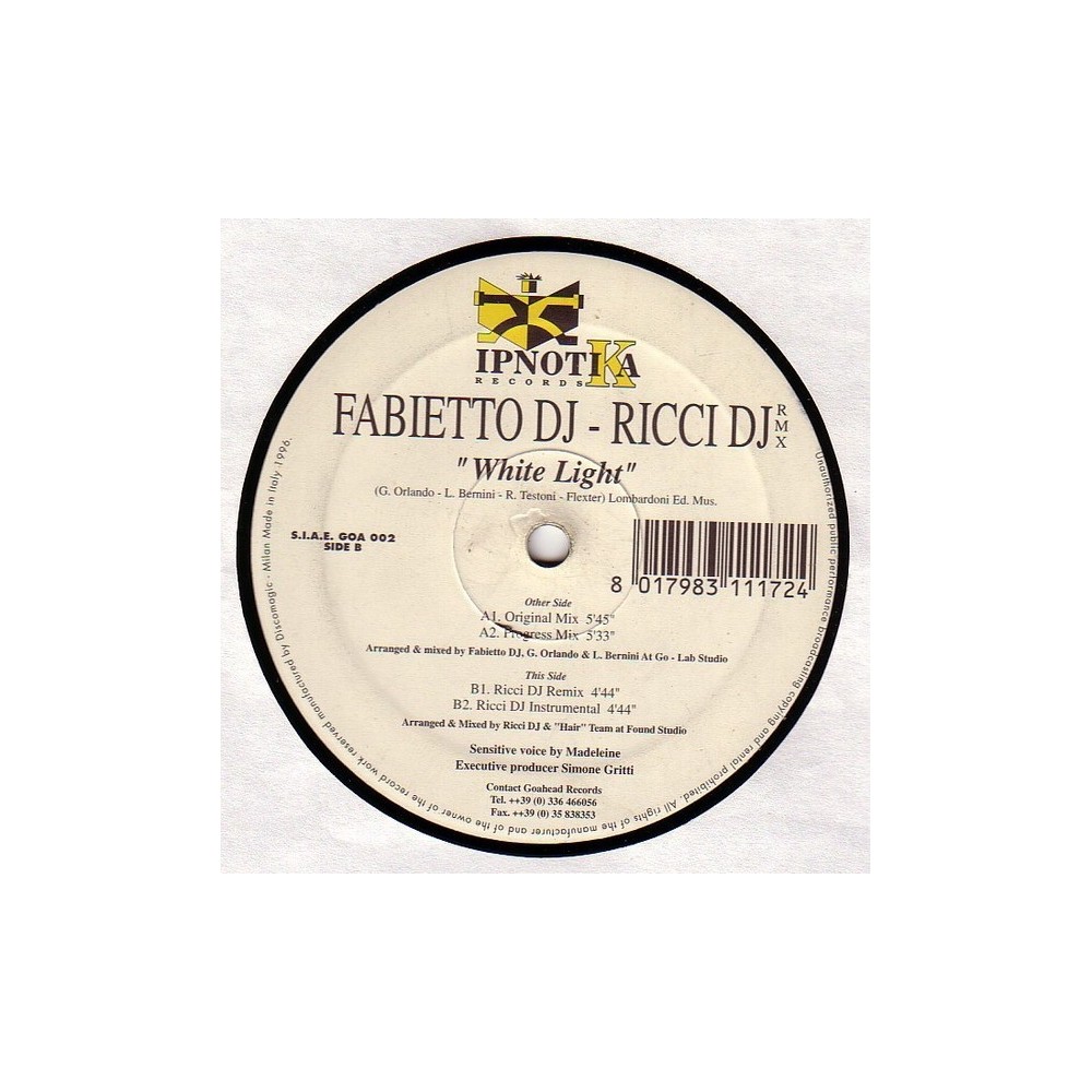 Fabietto DJ - Ricci DJ ‎– White Light 