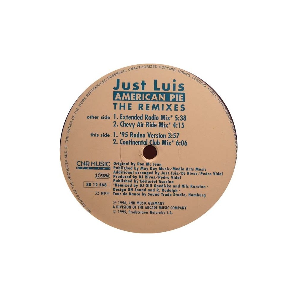  Just Luis ‎– American Pie (The Remixes) 
