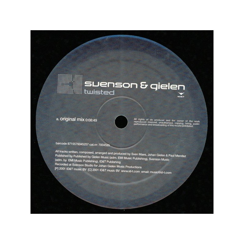 Svenson & Gielen - Twisted (MELODIÓN¡¡ ORIGINAL A UNA CARA¡¡)