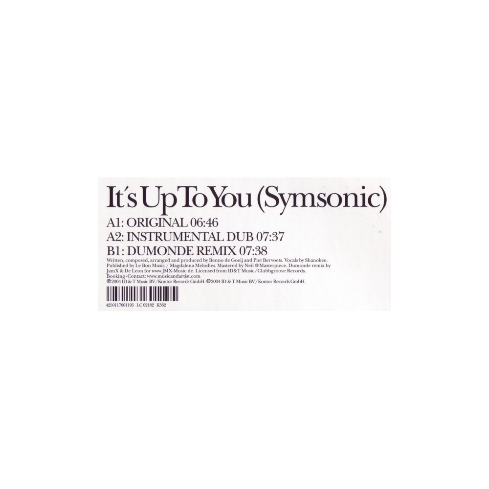 Rank 1 ‎– It's Up To You (Symsonic) 