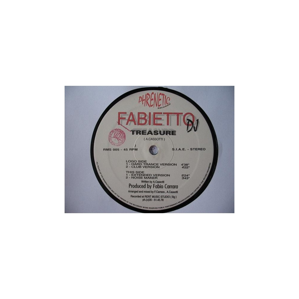 Fabietto DJ - Treasure(OTRA JOYA REMEMBER¡¡ NUEVO/IMPORTACIÓN/COPIA ÚNICA¡¡ BUSCADISIMO¡)