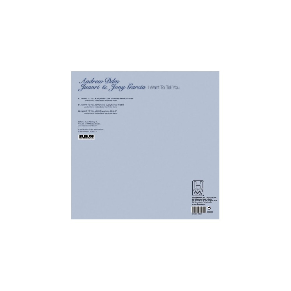 Andrew DDM, Juanri & Jony Garcia ‎– I Want To Tell You 