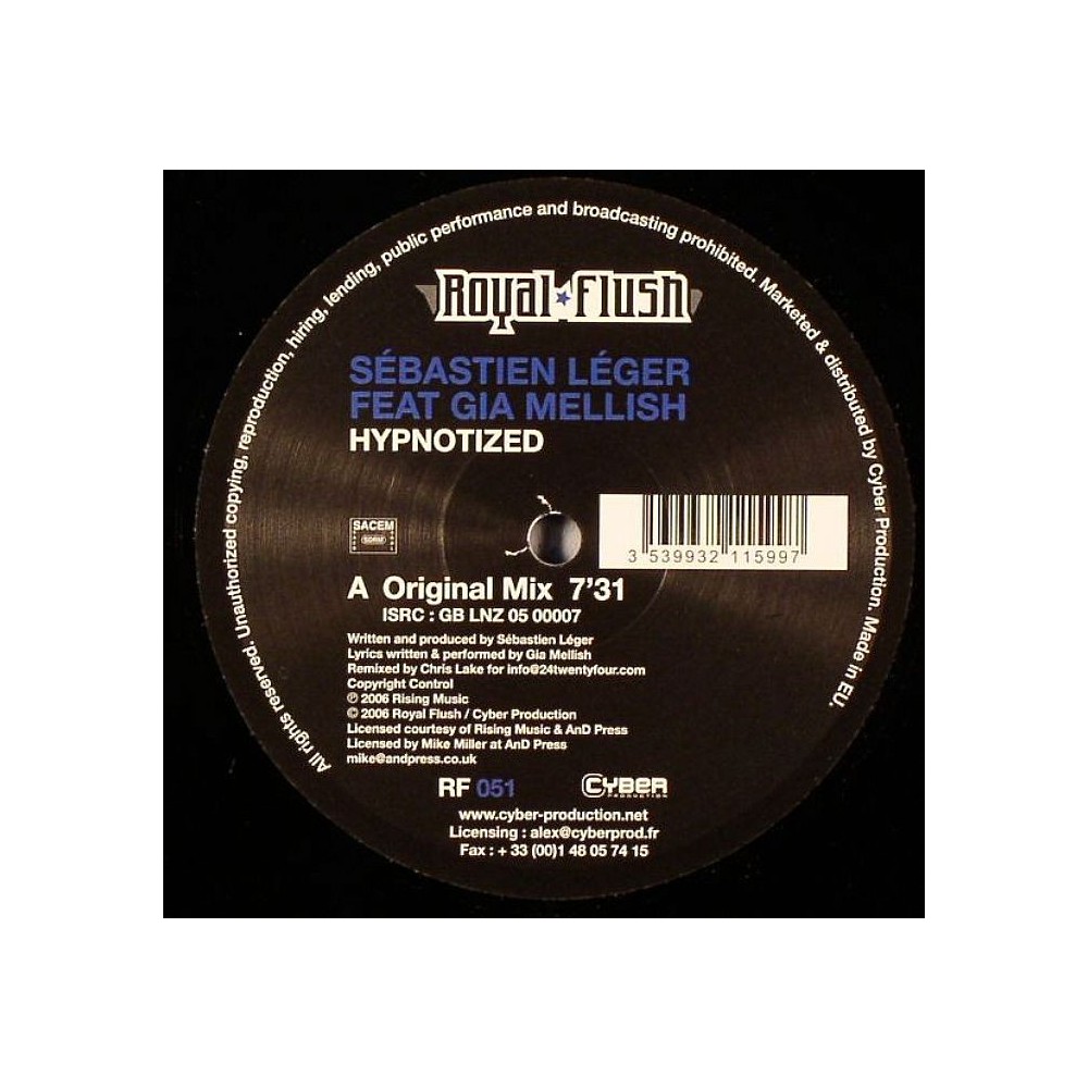 Sebastien Leger ‎– Hypnotized