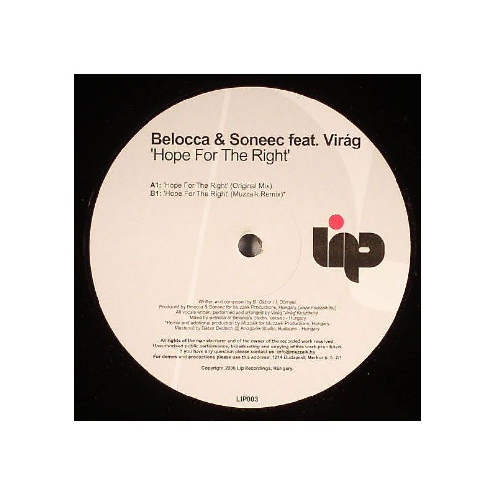 Belocca & Soneec ‎– Hope For The Right 