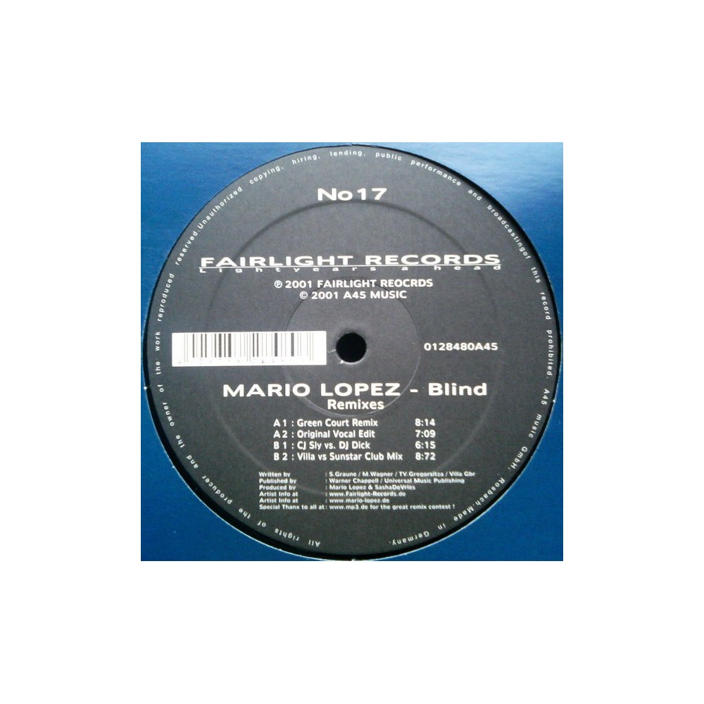 Mario Lopez – Blind (2 MANO,CANTADITO IMPORT AÑO 2001)