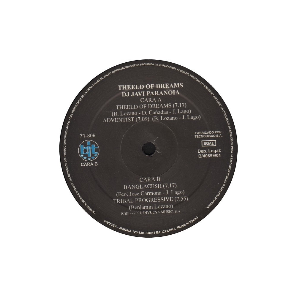 DJ Javi Paranoia ‎– Theeld Of Dreams 