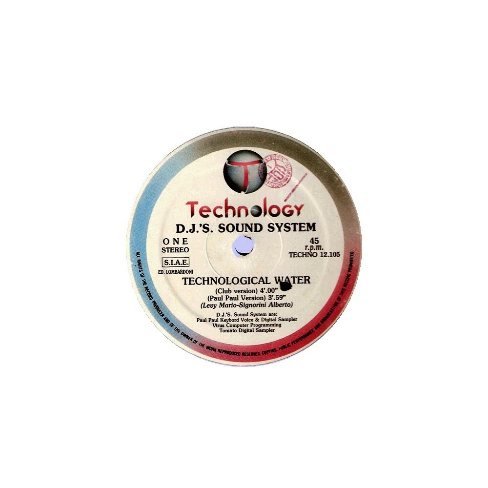 DJ's Sound System ‎– Technological Water 