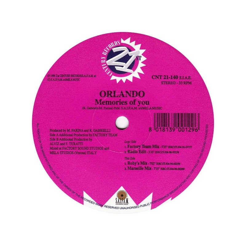 Orlando  ‎– Memories Of You (IMPORT)