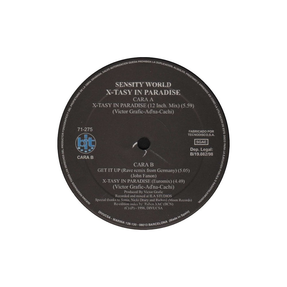 Sensity World ‎– X-Tasy In Paradise (DISCO ORIGINAL¡¡¡)