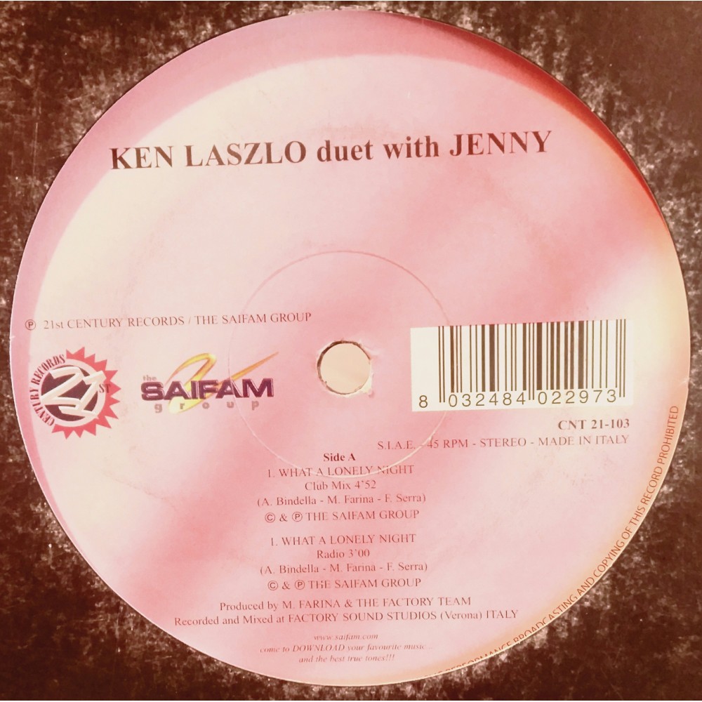 Ken Laszlo Duet With Jenny – What A Lonely Night