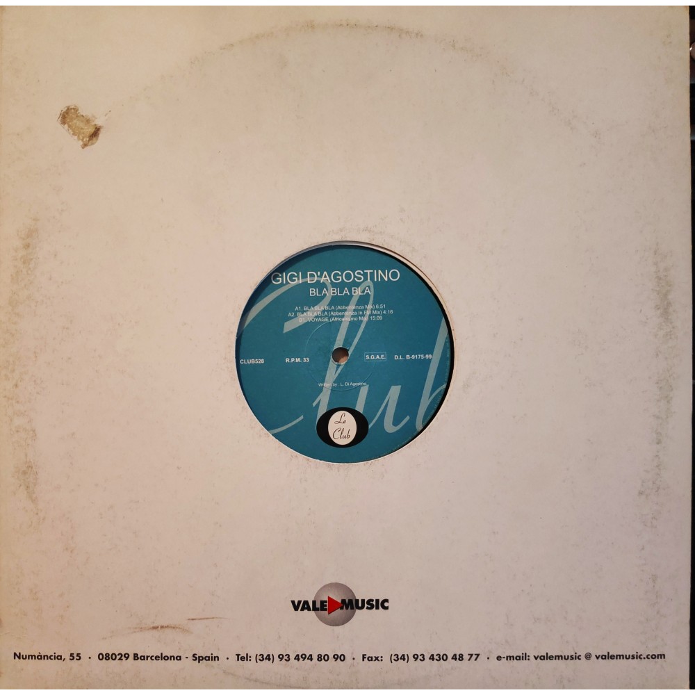 Gigi D'Agostino ‎– Bla Bla Bla