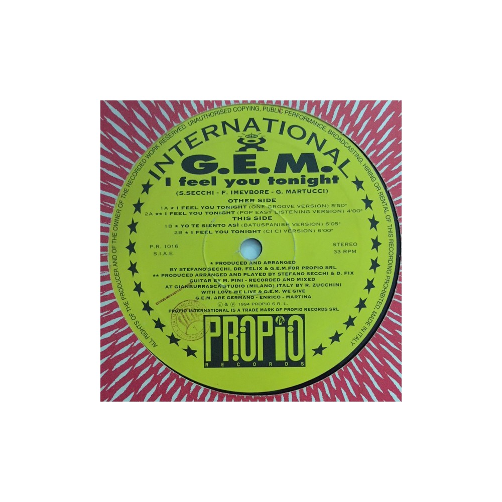 GEM - I Feel You Tonight (IMPORT)