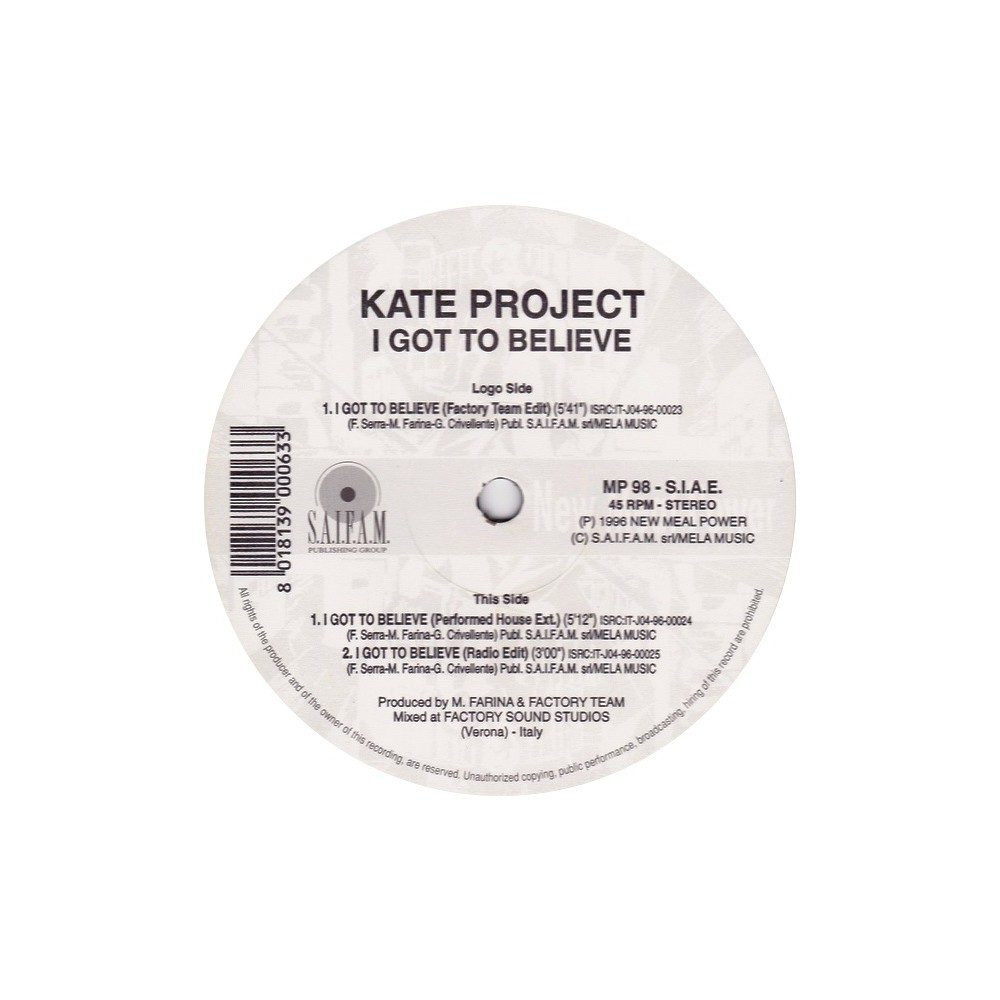Kate Project - I Got To Believe