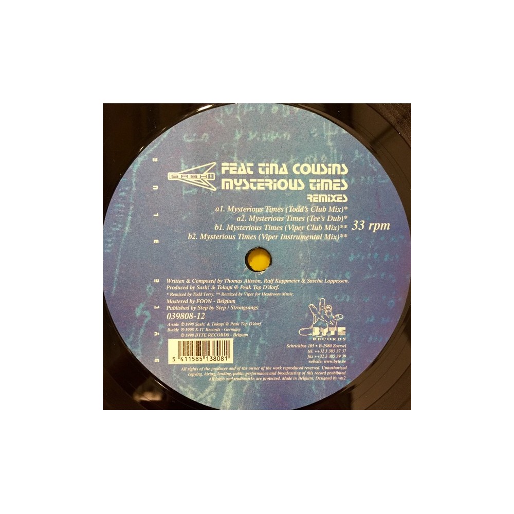 Sash! Feat Tina Cousins ‎– Mysterious Times (The Todd Terry & Viper Remixes)