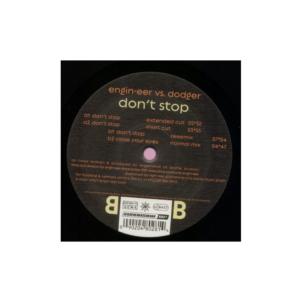 Engin-Eer vs. Dodger ‎– Don't Stop