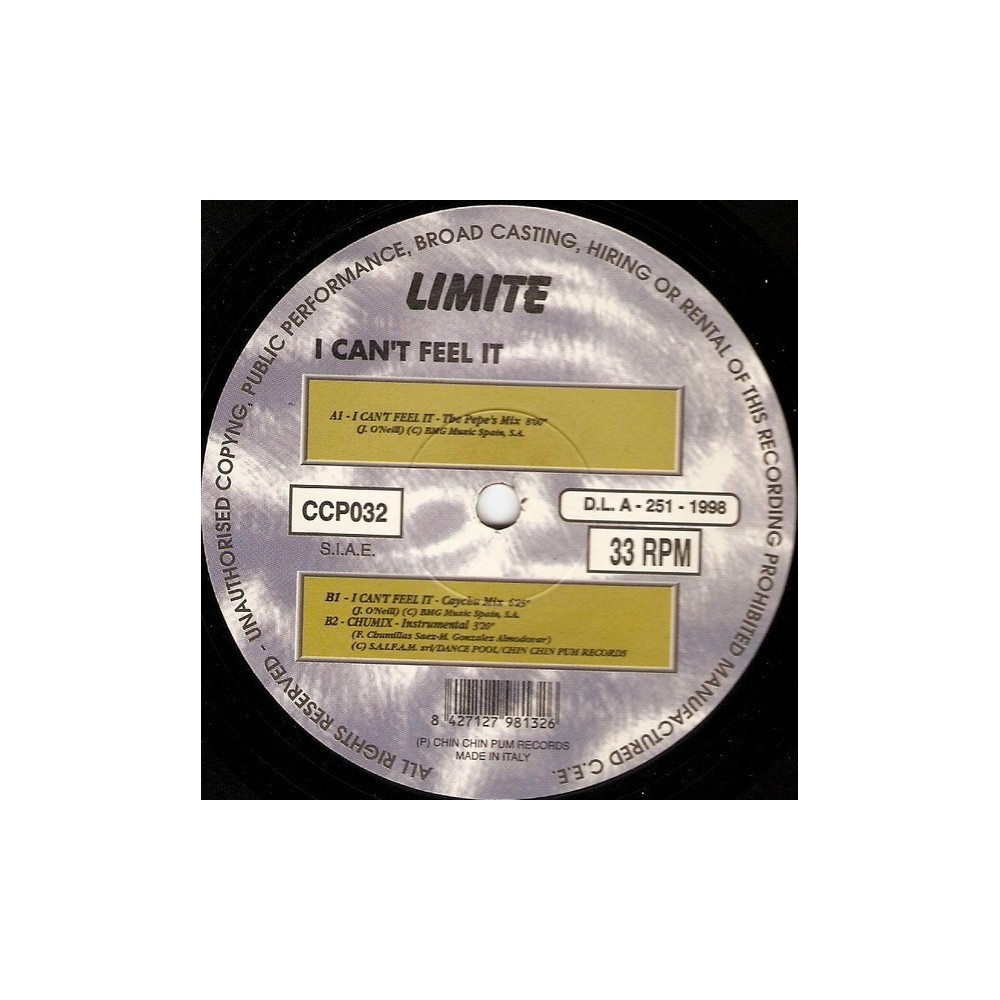 Limite  Vol. 1 -  I Can't Feel It (DISCO ORIGINAL.TEMAZO BY CHUMI DJ¡¡)