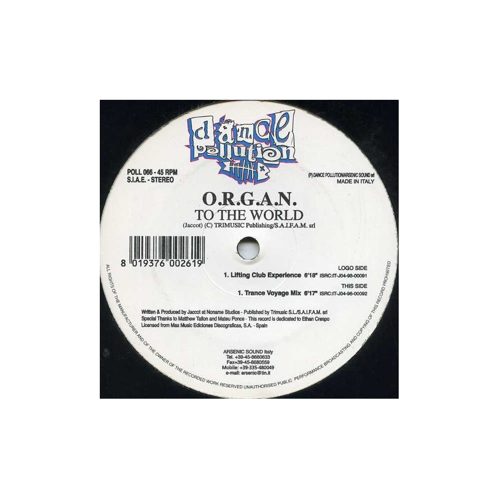ORGAN ‎– To The World (PICTURE DISC)