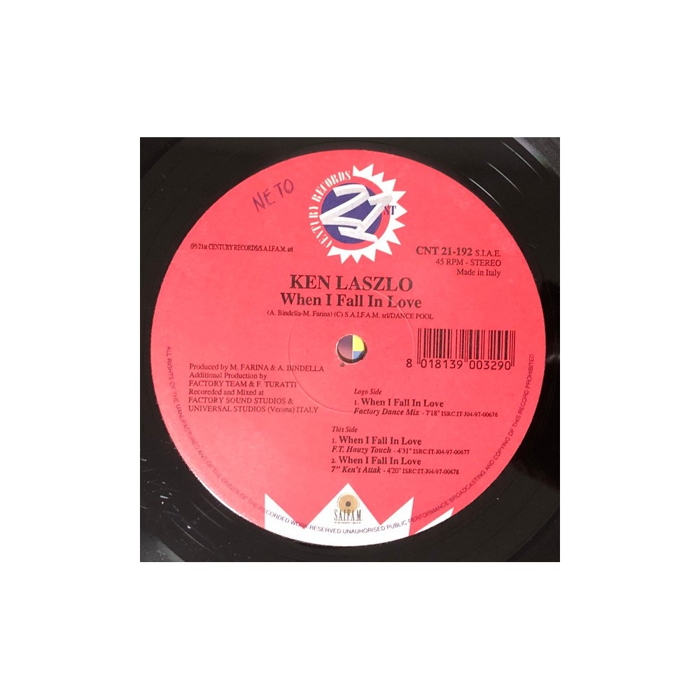 Ken Laszlo ‎– When I Fall In Love (21ST CENTURY)
