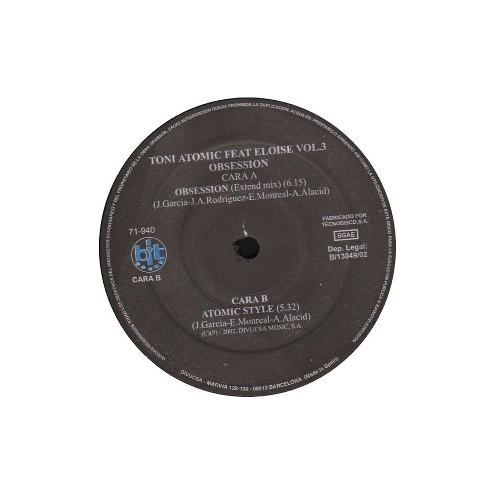 Toni Atomic Feat Eloise - Vol. 3 - Obsession(2 MANO,TEMAZO CAÑERO¡¡)