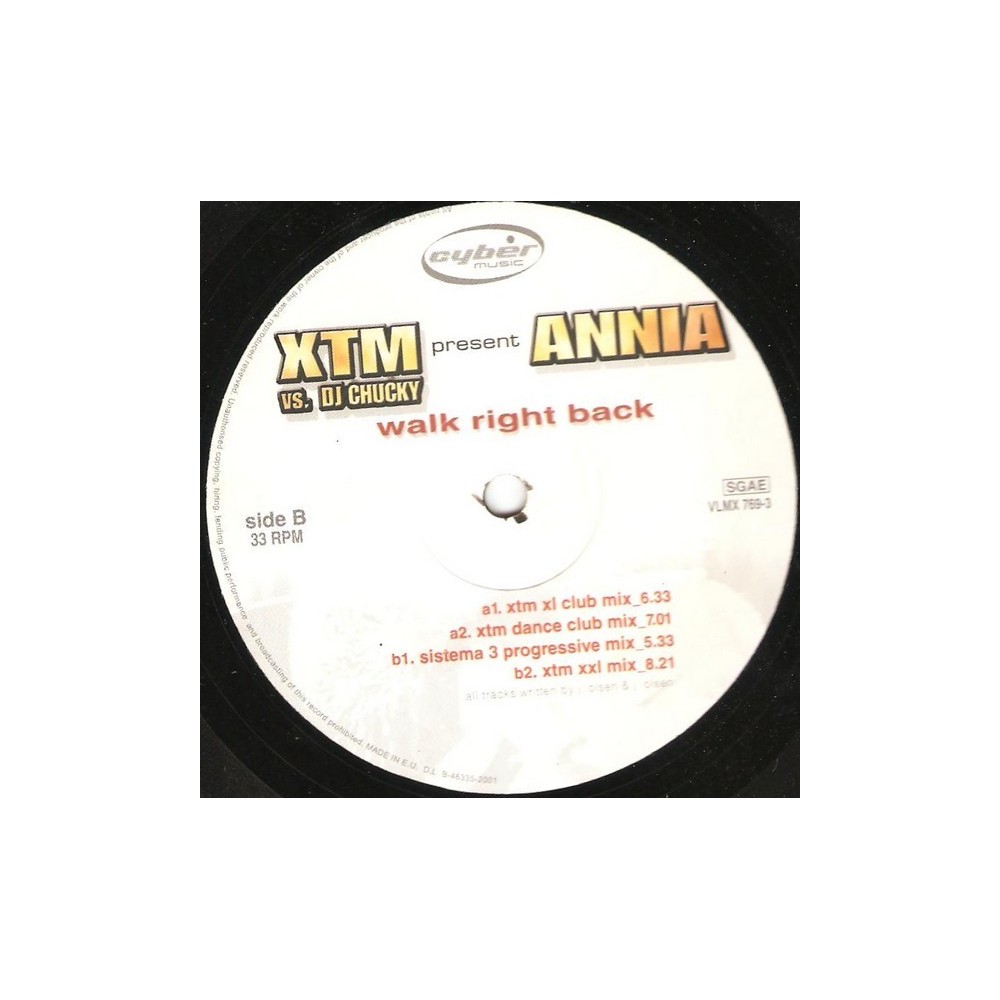 XTM & DJ Chucky Present Annia - Walk Right Back(2 MANO,CANTADITA MAKINERA¡)