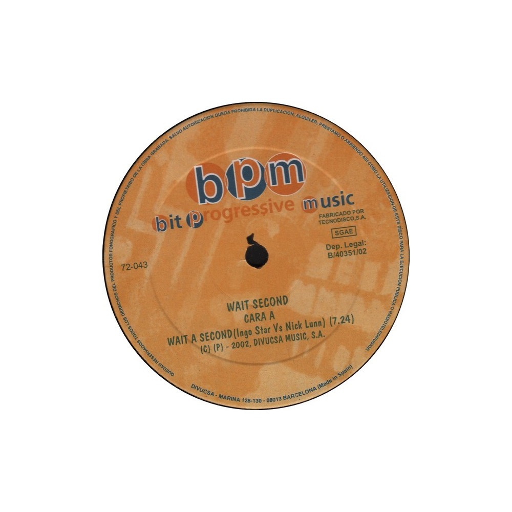 Ingo Star & Nick Lunn - Wait A Second(COPIA NUEVA,HARDHOUSE INGLÉS¡¡ SONIDO LIMITE¡)