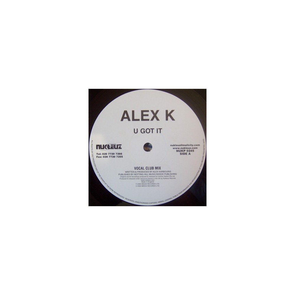 Alex K-U Got It(BASE ROCKOLA BUSCADISIMA,COPIA IMPORT COMO NUEVA¡¡)