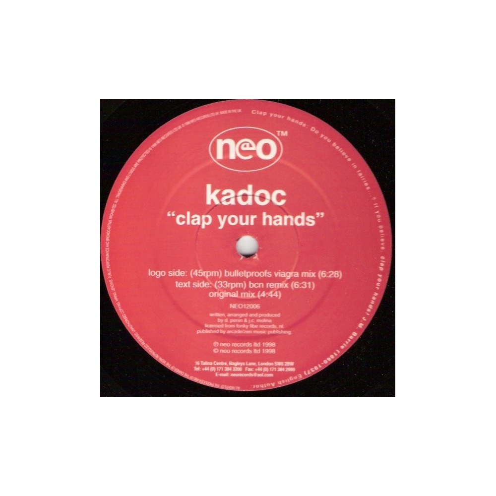 Kadoc – Clap Your Hands(2 MANO,COMO NUEVO)